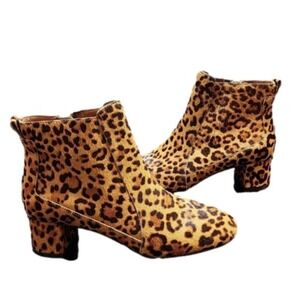 Jack Rogers Berkley animal leopard print calf hair Bootie boots‎ size 8.5 new!!!